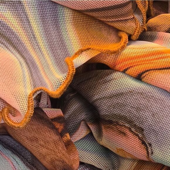 ZARA SET Printed tulle โSet Top And Skirt Organge Beige Brown Combiation - Picture 15 of 16